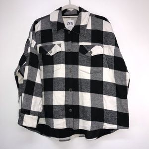 Zara Buffalo Check Top Sz M